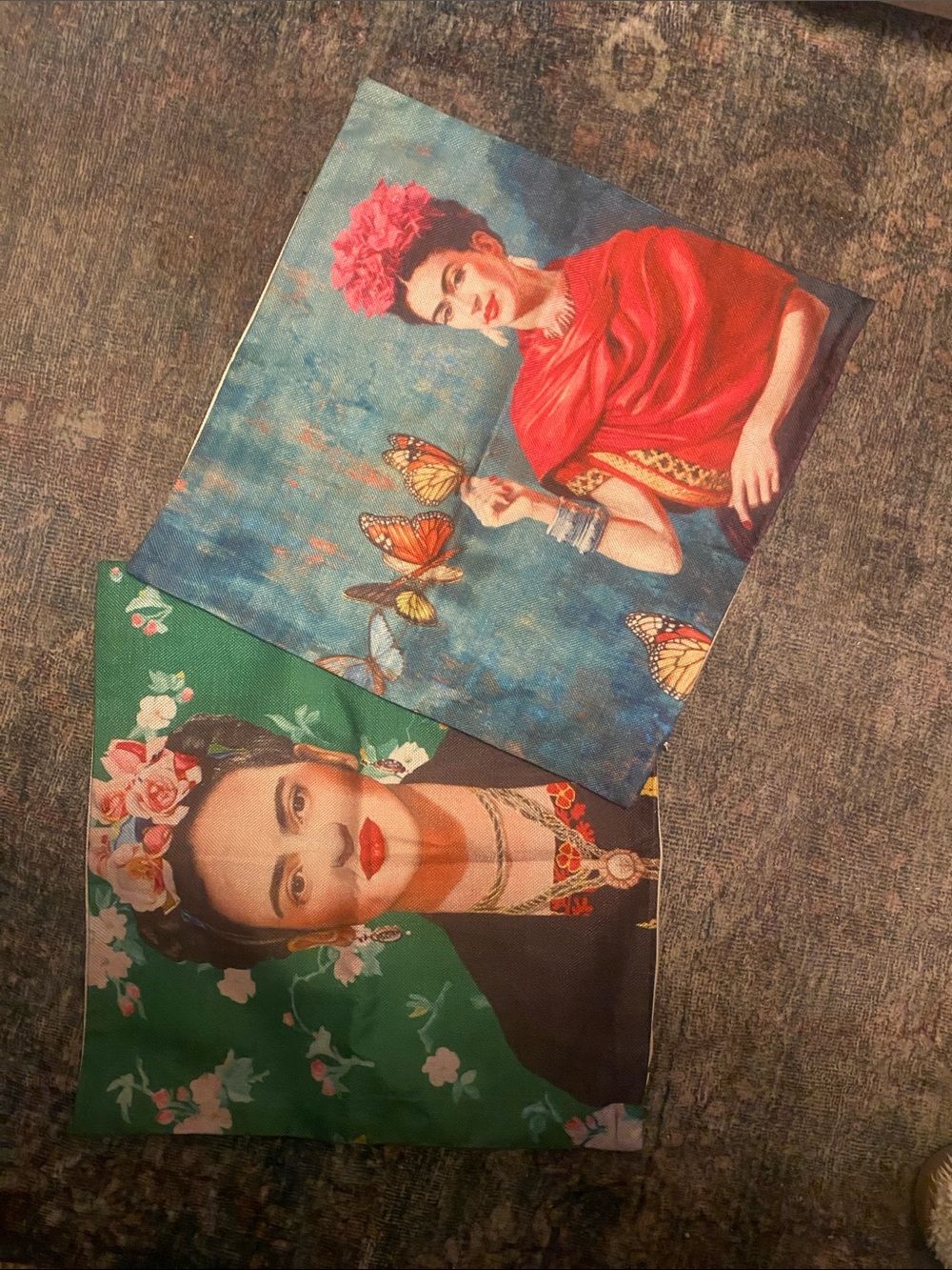 Vibrant Green and Red Frida-Inspired Accent Pillow Covers